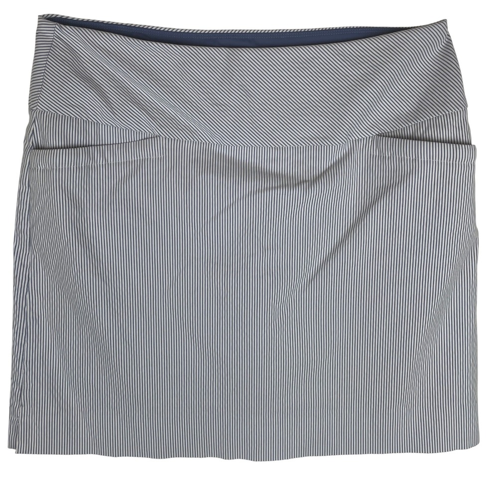 S.C. &‎ CO. Women's Striped A-Line Skort Size L G Navy White Pockets Casual